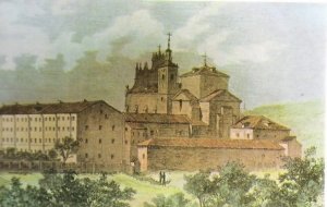 Монастырь Нуэстра-Сеньора-де-Аточа в Мадриде, вид до разрушения в 1936 г. Литография XIX  в.