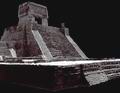 Реставрированная пирамида в Санта-Сесилия Акатитлане, неподалёку от Мехико, даёт исключительное представление о том как выглядели бесчисленные маленькие местные храмы. Яростный гнев испанцев не обошёл их стороной, и ни один из них не остался нетронутым ||| 55Kb
