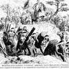 Индейцы-носильщики (тламеме) переносят части бригантин в Тескоко под охраной испанцев и их союзников-индейцев