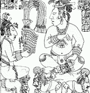 «Палетка Рабов» (прорисовка Линды Шиле). Сцена коронации К'инич-Акуль-Мо'-Наб'а III