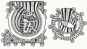 Два изображения Луны в кодексах: с кроликом, которого один из богов забросил на Луну, чтобы затмить её сияние; с кремневым ножом - символом Тескатлипоки.
