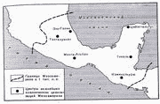 Карта основных цивилизаций Мезоамерики в I тысячелетии н.э.