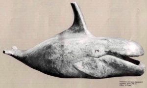 Каменный кит для обрядового курения. Длина 40 см. США, XIX век.