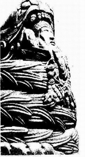 Рис. 1. Каменная статуя бога Кецалькоатля в ипостасях змеи и человека (культура ацтеков, XIV—XV вв.)