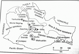 Говорящие на сапотекском языке в настоящее время занимают Оахакскую Центральную долинную систему и часть окружающего ее горного региона