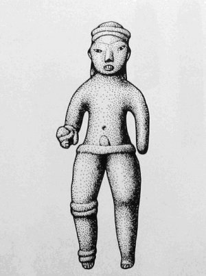 220. Маленькая глиняная фигурка игрока в мяч, долина Мехико. Первое тысячелетие до нашей эры.