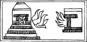 Рисунки "Нового огня" и храмов у Бернардино Саагуна. Материал AMNH / amnh.org