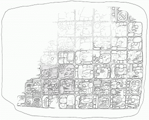 Блок 5 иероглифической лестницы 2 из Ла-Короны. Прорисовка Д. Стюарта.