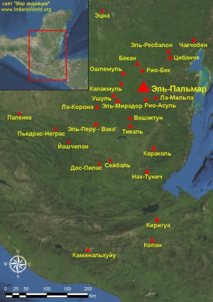 Карта области майя