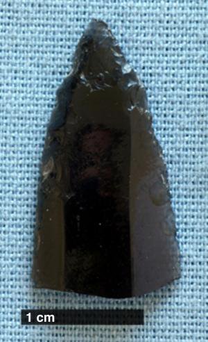 Фрагмент обсидианового наконечника, найденного во время обследования в шт. Тласкала. Фото: Джон Милхаузер