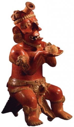 Керамическая курильница, изготовленная в виде фигурки престарелого божества