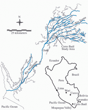 Рис. 1. Карта верхней части долины Мокегуа, Перу.