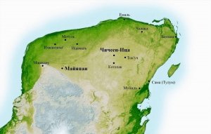 Главные центры Юкатана в XII веке