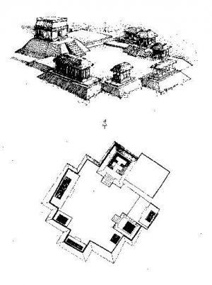 Рис. 84. Реконструкция жилой группы Монтеррей в Караколе (по Chase, Chase, 1995).
