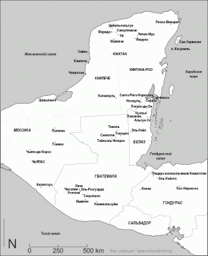 Рисунок 7.2. Карта Месоамерики с указанием городов, которые фигурируют в статье, а также городов, где были найдены металлические артефакты.