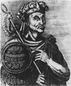 Рис.3. Портрет Монтесума II из книги А.Теве, 1584 г. [The Codex Mendoza. Berkely. 1992. Vol. I. P. 7]