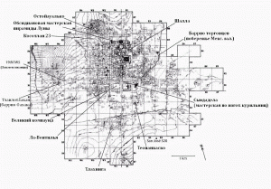 Илл. 5.4. Карта Теотиуакана с местами, упомянутыми в статье (по Millon 1973)