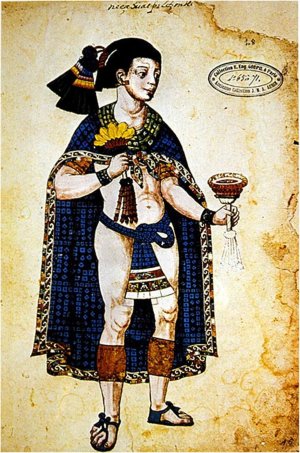 Илл. 4. Несауальпилли, правитель Тескоко, в царской голубой одежде. Wikimedia Commons: http://en.wikipedia.org/wiki/Nezahualpilli#mediaviewer/File:Nezahualpiltzintli.jpg