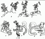 Рис. 8. Образцы бога-карлика, или гротескного божка скипетров в классическом искусстве майя, I тыс. н.э.