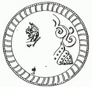 Рис. 11. Бог-улитка. Изображение на золотом диске (диск «О») Колодец Жертв, Чичен-Ица, Юкатан