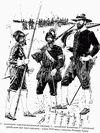 испанские тяжеловооружённый пикинер, мушкетер и аркебузник