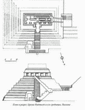 План и разрез Храма Надписей и его гробницы, Паленке