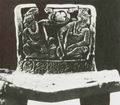 Герои-близнецы, изображенные на спинке глиняного трона с острова Хайна. Кампече (Мексика), 600-900 гг.
