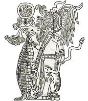 Майя, приносящий жертву. Деталь рельефа в здании 2D-1 (Нижний храм ягуаров). Чич'ен-Ица.