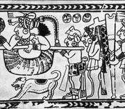 Роспись глиняного сосуда. Ратинлиншуль, Гватемала. I тыс.н.э.