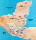 На этой карте представлены основные предметы торговли индейцев майя и места их добычи или производства. С древнейших времен крестьяне, жившие на побережье, обменивали соль, рыбу и прочие дары моря на то, что предлагали им соседи, жившие вдали от морских путей