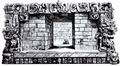 Этот рисунок, изображающий резной портал у входа в святилище, сделан в 1885 году во время первых раскопок в Копане, начатых группой ученых под руководством Альфреда Модсли. Рисунки оказались настолько точными и подробными, что с их помощью ученые могли начать расшифровку письменности майя