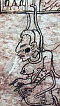 Богиня Иштаб, которую иногда принимали за божество луны, с закрытыми глазами и с петлей на шее, возможно, представляет в атом иероглифе лунное затмение