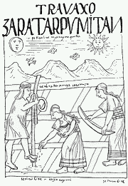 Гуаман Пома. Сельскохозяйственные ра­боты. Сентябрь. Посев маиса