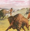 Раньше индейцы охотились на бизонов пешком, стараясь загнать испуганное стадо на край обрыва, откуда животные падали в пропасть. С появлением лошади они смогли вплотную подбираться к их стадам с луком и стрелами