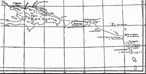 Второе плавание Колумба. Открытия, совершенные на Малых Антильских островах на заключительном этапе перехода из Кастилии к острову Эспаньола (1493 г.).