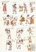 Убийство торговца и его носильщиков. См. второй ряд сверху слева (Codex Mendoza) ||| 59,7Kb