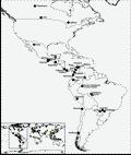 Карта мира с указанием 78 исследованных народов и 29 народностей Америки. 25 новых исследованных народов в т.ч. и ненцев из Сибири указаны красным цветом, а остальные, ранее исследованные - жёлтым. PLoS Genetics. ||| 135Kb