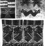Древние жители Перу использовали ткани в качестве предметов искусства и в том числе для изображения мифов. На фото 1 — ткань из птичьих перьев. Из перьев сделаны изображения звезд и двухголовой змеи (2). Перья экзотических птиц, нашитые на хлопковую ткань, придавали исключительную выразительность знаменам, одежде. Повседневная одежда (пончо) окрашена красками (3), сохранившими до наших дней свою яркость благодаря исключительной сухости климата. 