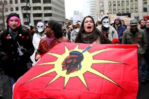 Акция протеста Idle No More в Монреале. Фото - Alex Bailey