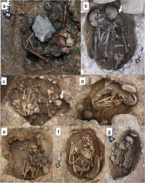 Кости из данных захоронений оказались со следами травм. Фото: Nagaoka et al, PLOS ONE, 2017