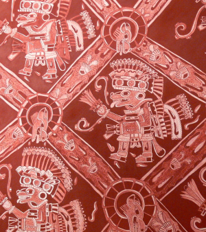 Фрагмент фрески из Атетелько с изображением воинов-койотов. Реконструкция, Национальный музей антропологии в Мехико. Фото: Wolfgang Sauber/Wikimedia