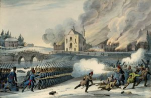 Бой у Сент-Эсташа 13 декабря 1837 г. между английскими войсками и канадскими повстанцами