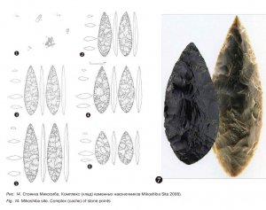 Рис. 14. Стоянка Микосиба. Комплекс (клад) каменных наконечников Mikoshiba Site 2008).