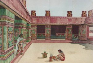 Реконструкция внутреннего двора Дворца Кецальпапалотля