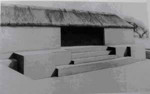 118. Художественная реконструкция Структуры 3 в Уицо, крупного общественного здания-мазанки на адобовой платформе со встроенной лестницей.