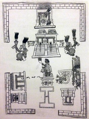 Рисунок ритуального центра Теночтитлана из Флорентийского кодекса.