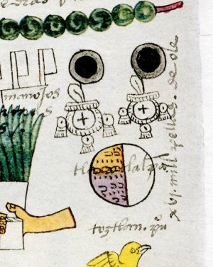 Дань в виде 16 000 каучуковых мячей (Codex Mendoza).