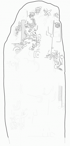 Стела 12 из Эль-Пальмара. Прорисовка О. Эспарсы