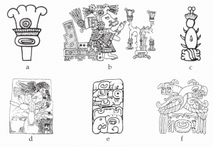 Рис. 22. Символьный стиль в поздней постклассической центральномексиканской и классической майяской письменности.