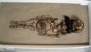 Целая мумия Чинчорро из музея Сан-Мигель-де-Асапа в Арике (Чили). Фото: Вивьен Станден